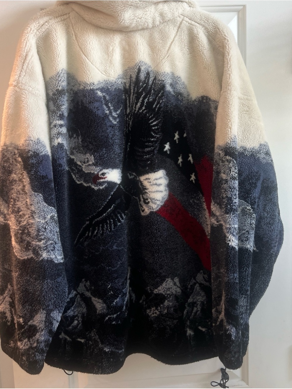 Vintage Bear Ridge Outfitters Fleece Jacket Mens Multicolor Eagle Flag Full Zip